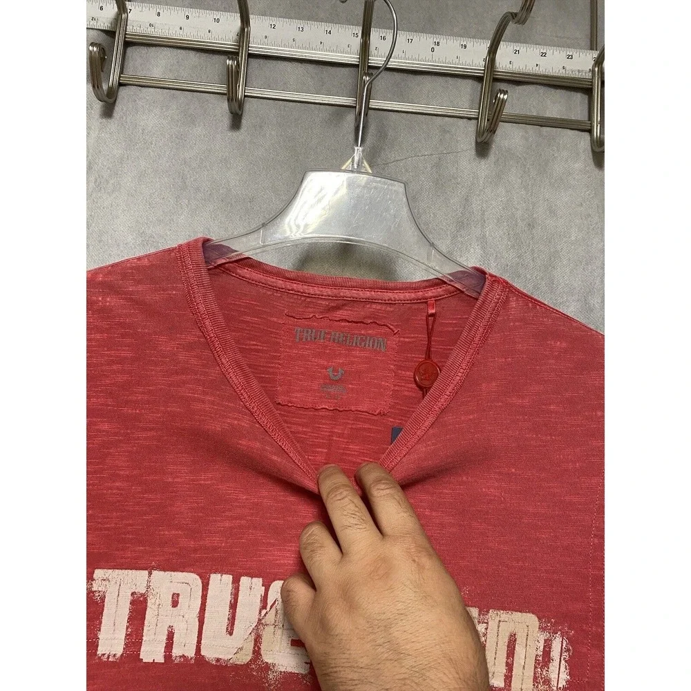 NWT VTG True Religion Shirt Men XL Red Spell Out Preppy Y2K Football Tee Hip Hop